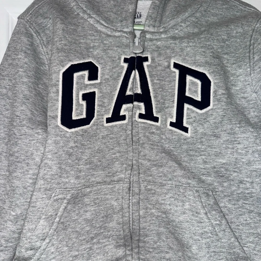 GAP Boys Gray Logo Full Zip Fleece Hoodie Sweatshirt Size 5